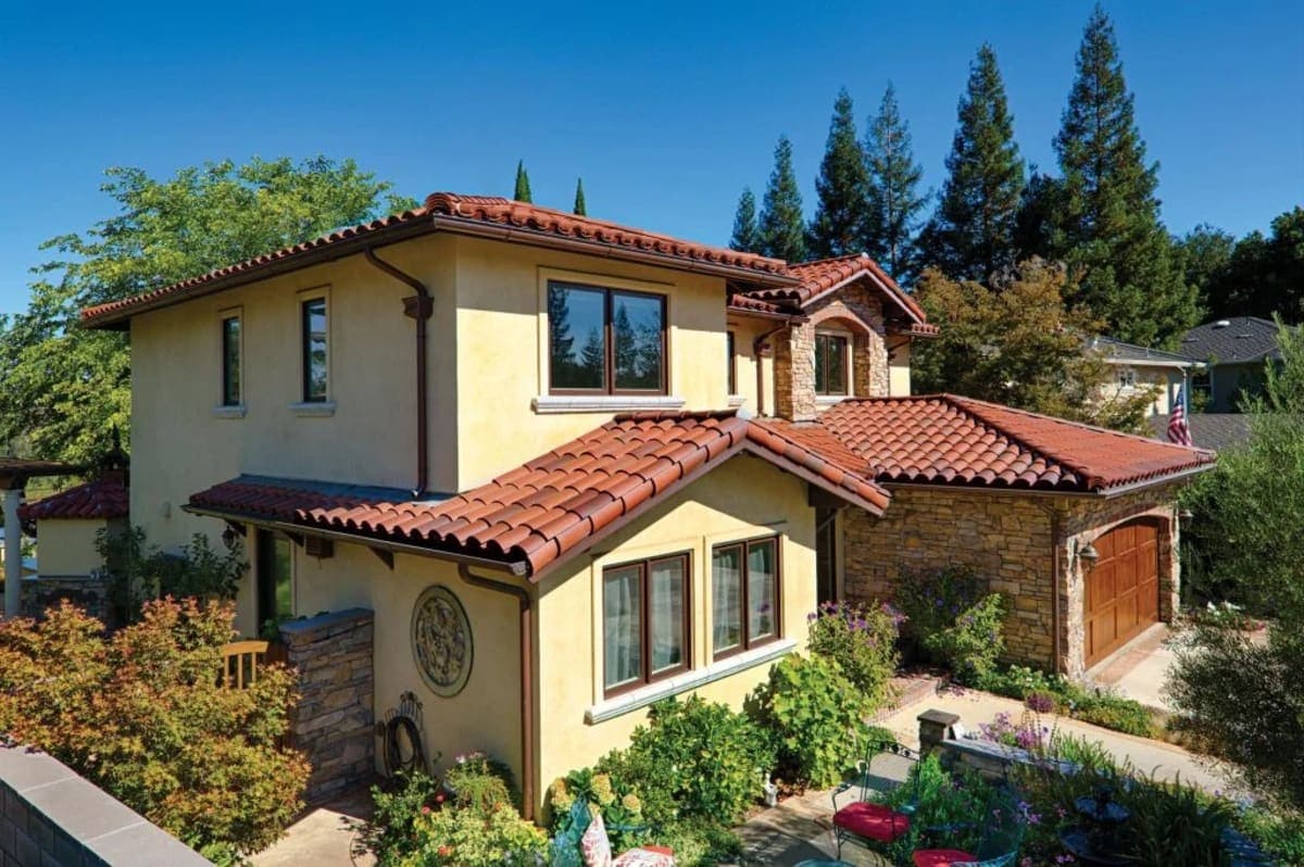Clay tile roofing background